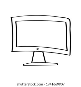 Monitor o TV. Ilustración vectorial en estilo Doodle para el diseño y la decoración de temas, estilo sencillo