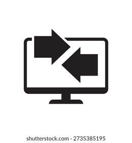 Monitor con icono de silueta de intercambio de dos flechas