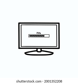 Monitor updating system. doodle icon. Monitor service, setting options, support software concept.