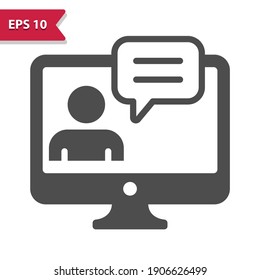 Monitor With User Avatar And Chat Bubble - Online Courses Icon. Professional, pixel perfect icon, EPS 10 format.