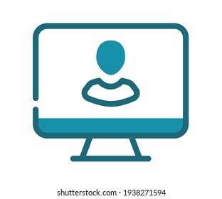 monitor user profile single isolated icon with solid line and dash style