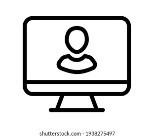 monitor user profile single isolated icon with outline style