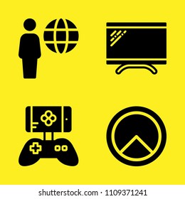 monitor, user, shield and game controller vector icon set. Sample icons set for web and graphic design
