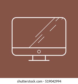 Monitor. Vector contour icon. Brown