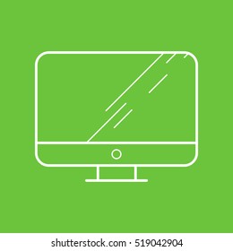 Monitor. Vector contour icon. Light Green