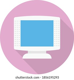 monitor vector flat circle icon 