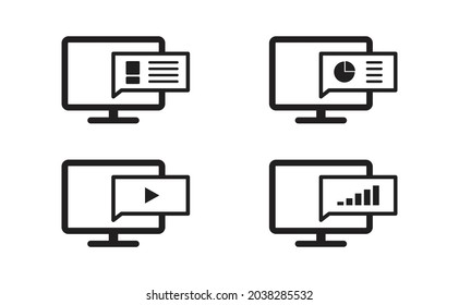 monitor vector icon, computer screen display eps 10 illustration