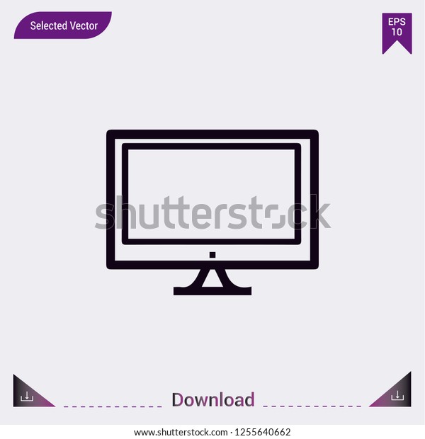 Monitor vector icon. Modern, simple,\
isolated, flat best quality icon for web site designs or mobile\
apps. Vector\
illustration.