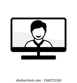 Monitor vector icon on white background.