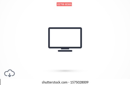 Monitor vector icon. Monitor for watching videos. Monitor screen for watching movies icon. full hd screen.  icon. flat icon design  