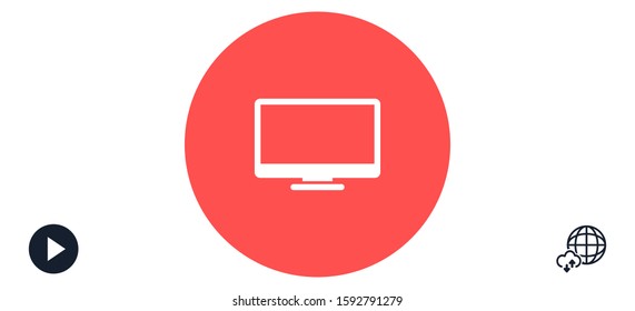 Monitor vector icon. Monitor for watching videos. Monitor screen for watching movies icon. full hd screen. icon. flat icon design