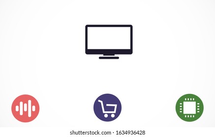 Monitor vector icon. Monitor for watching videos. Monitor screen for watching movies icon. full hd screen. icon. flat icon design