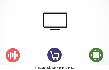 Monitor vector icon. Monitor for watching videos. Monitor screen for watching movies icon. full hd screen. icon. flat icon design