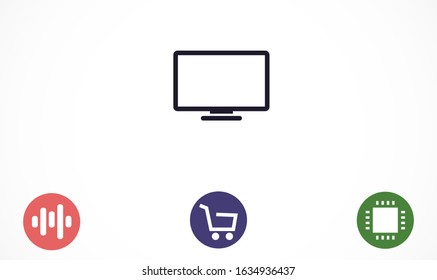 Monitor vector icon. Monitor for watching videos. Monitor screen for watching movies icon. full hd screen. icon. flat icon design