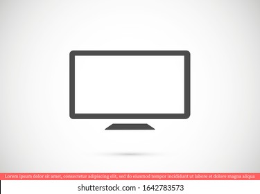 Monitor vector icon. Monitor for watching videos. Monitor screen for watching movies icon. full hd screen. Monitor icon. flat icon design