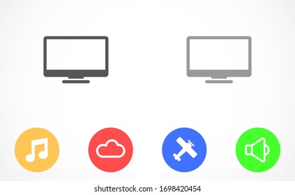 Icono de monitor vectorial. Monitoreo para ver videos. Supervisar pantalla para ver iconos de películas. pantalla completa. Icono de monitor. diseño de icono plano