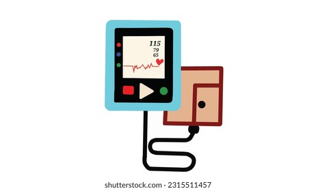 Monitor vector illustration, blood pressure meter, heartbeat.