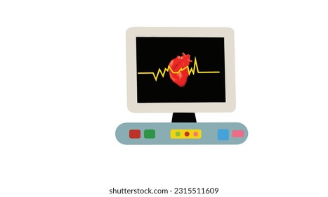 Ilustración vectorial del monitor, medidor de presión arterial, latido del corazón.