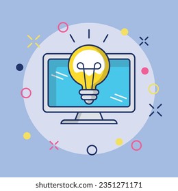Monitor vector illustration. Lightbulb idea with idea on isolated background. Bulb sign concept.