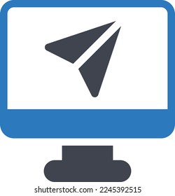 monitor Ilustración vectorial en un fondo transparente. Símbolos de calidad superior. Iconos vectoriales de glifos para diseño de conceptos y gráficos. 
