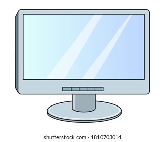 monitor vector illustration,isolated on white background for education,top view