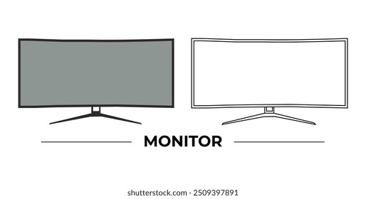 vetor de monitor e conjunto de artes de linha