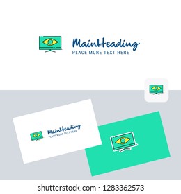 Monitor  vector logotype with business card template. Elegant corporate identity. - Vector