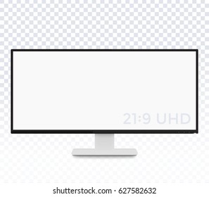 monitor vector mockup, realistic display with ultra wide screen