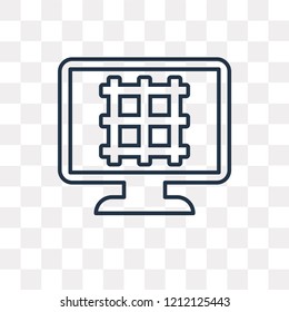 Monitor vector outline icon isolated on transparent background, high quality linear Monitor transparency concept can be used web and mobile