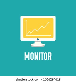monitor vector outline illustration symbol object. Thin line icon style concept design