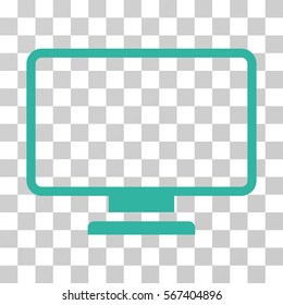 Monitor vector pictograph. Illustration style is flat iconic cyan symbol on a transparent background.