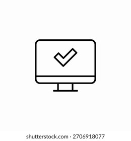 Vector de signo de icono de comprobación verificada del monitor