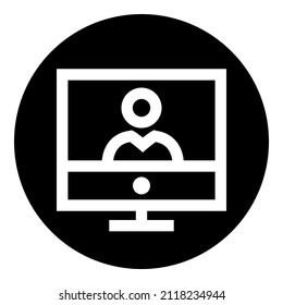 Monitor Video Communication Glyph Flat Icon Isolated On White Background