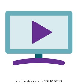 monitor video icon vector flat design style