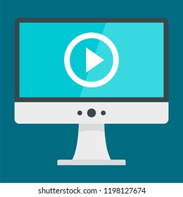 Monitor video play icon. Flat illustration of monitor video play vector icon for web design