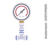 Monitor Water Pressure with Precision, Gauge Tool for Plumbing Systems, Flat Vector Illustration Design