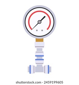 Wasserdruck mit Präzision überwachen, Messwerkzeug für Sanitärsysteme, Flache Vektorillustration Design