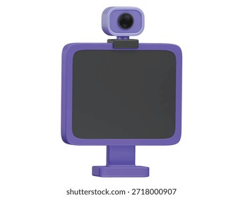 Monitor con icono de cámara web Renderizado de ilustración 3D