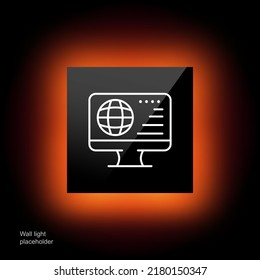 Monitor with website line icon. World network, web, site, computer, web design, information. World wide web concept. Glassmorphism style. Vector line icon for Business and Advertising
