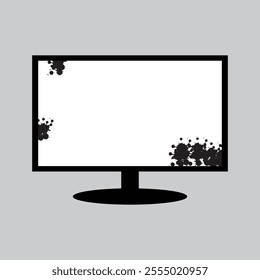 MONITOR WITH WHITE SCREEN AND BLACK SPOTS