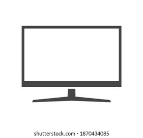 Monitor widescreen silhouette monochrome icon. Computer or tv empty screen, display. PC or television symbol, pictogram. Modern technology. Vector illustration isolated on white background.