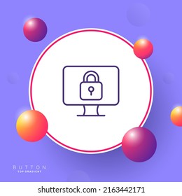 Monitor wirh Lock line icon. Block, private information, privacy, shield, password, correspondence, protection, security. Defense concept. Vector line icon for Business and Advertising