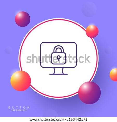 Monitor wirh Lock line icon. Block, private information, privacy, shield, password, correspondence, protection, security. Defense concept. Vector line icon for Business and Advertising