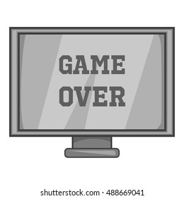 Monitor with word game over icon in black monochrome style isolated on white background. Play symbol vector illustration