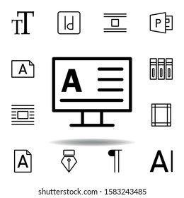 monitor, word A icon. Can be used for web, logo, mobile app, UI, UX