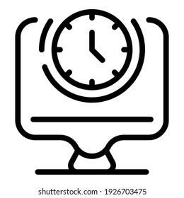 Monitor working hours icon. Outline monitor working hours vector icon for web design isolated on white background