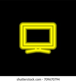 Monitor yellow glowing neon ui ux icon. Glowing sign logo vector