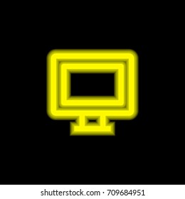 Monitor yellow glowing neon ui ux icon. Glowing sign logo vector