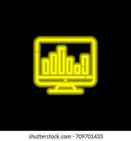 Monitor yellow glowing neon ui ux icon. Glowing sign logo vector