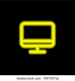 Monitor yellow glowing neon ui ux icon. Glowing sign logo vector